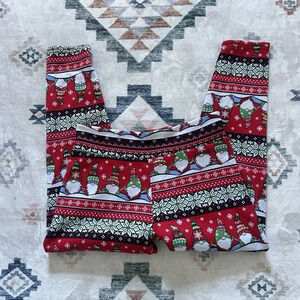 No Boundaries Juniors Gnome High-Waist Leggings XL 15-17 Christmas Holiday Red